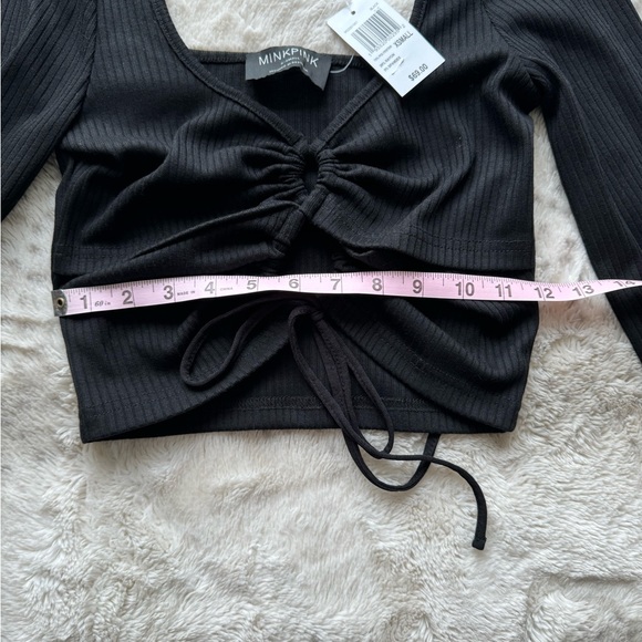 MinkPink XS Black Front Tie Crop Top NWT - Picture 7 of 7